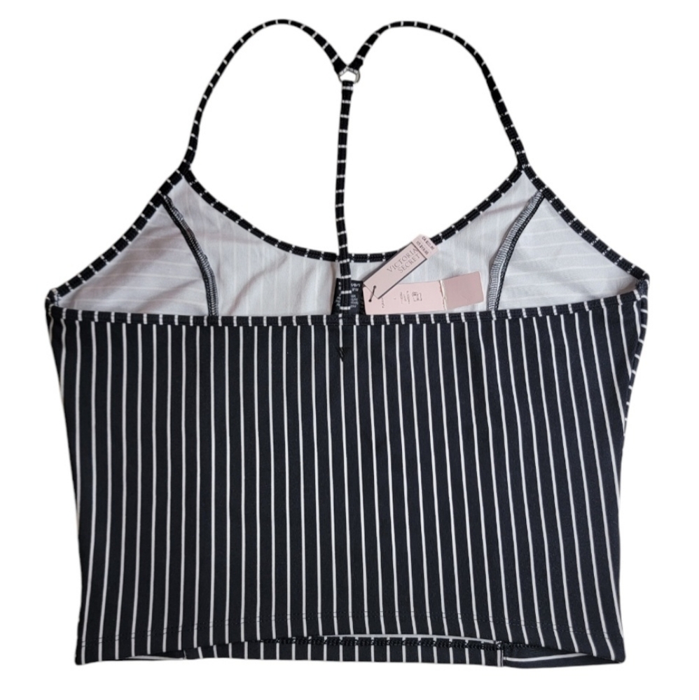 Victoria's Secret On Point Tank T Top Tee Color Black w/ White Stripe Size.L - Picture 2 of 6